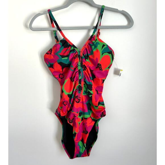 Sanctuary Printed Gardener Shirred One-Piece Swimsuit - Small - Picture 3 of 8